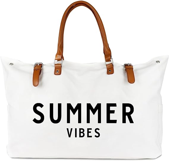 Beach Bag with Leather Handle, Extra Large Beach Bag for Women Waterproof Sandproof, Whatup Beaches Bag