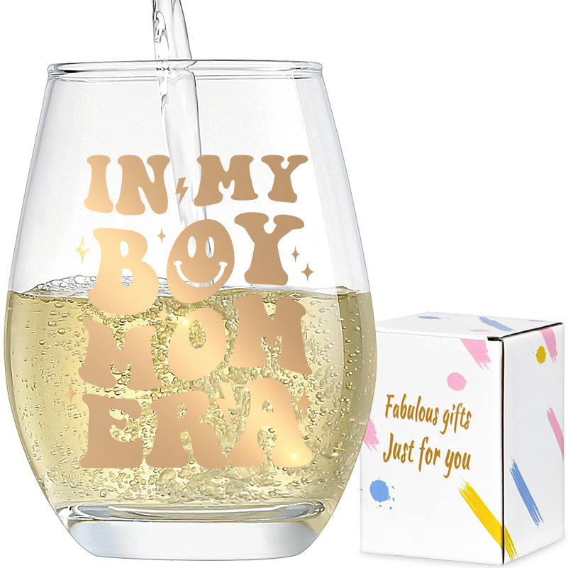 Boy Mom Gifts for Women, Gifts for Mom, Mama Gifts for New Boy Mom - in My Boy Mom Era Wine Glass, Gifts for First Time Mom, Expecting Mom, Unique