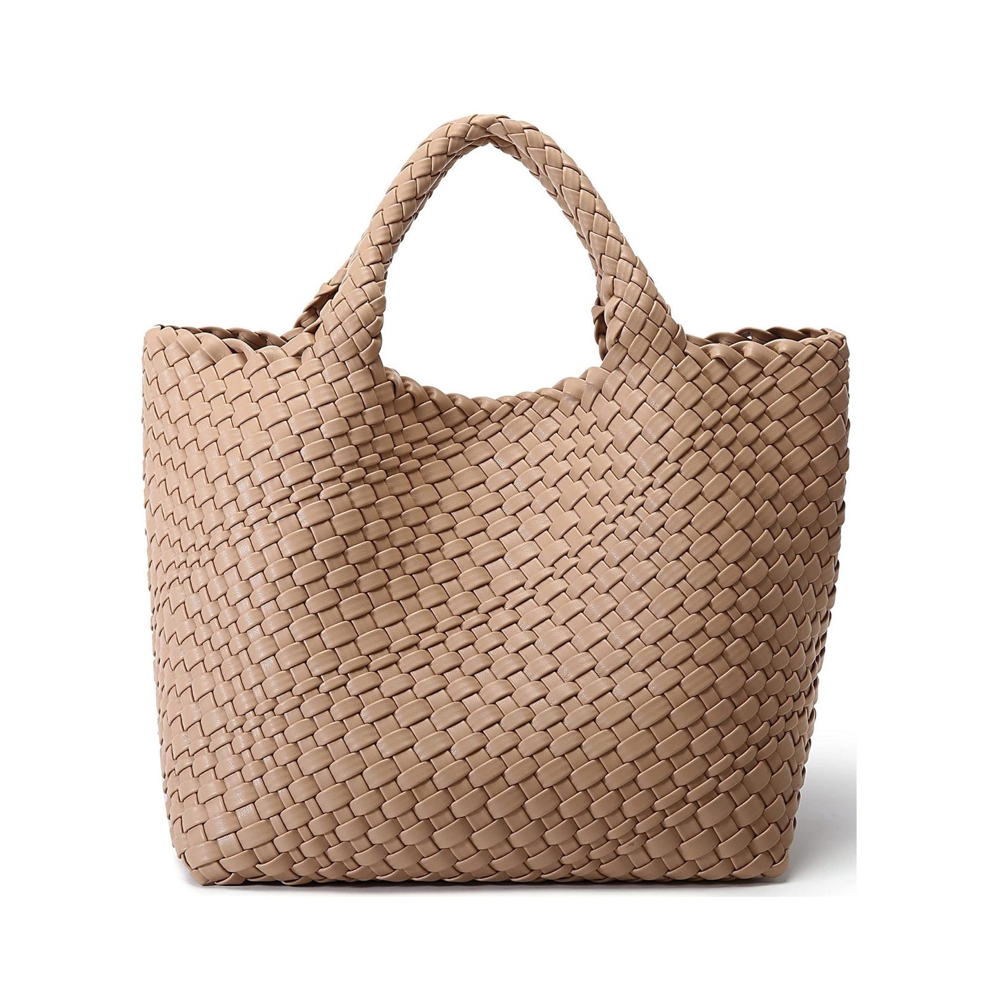 Woven Bag for Women, Vegan Leather Tote Bag Large Summer Beach Travel Handbag and Purse Retro Handmade Shoulder Bag