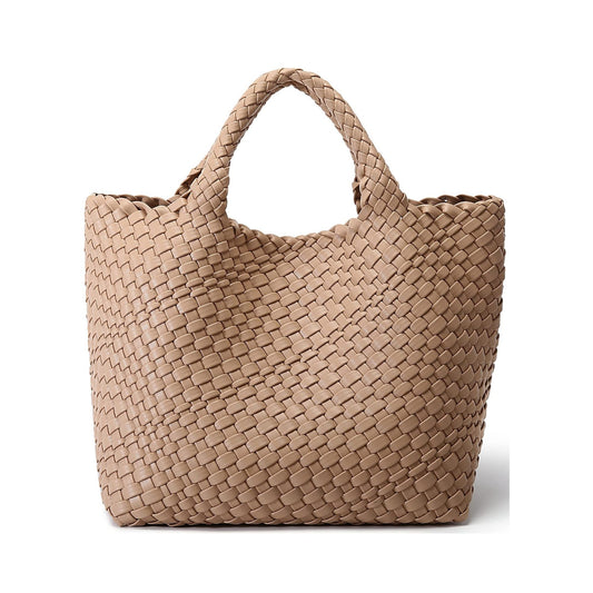 Woven Bag for Women, Vegan Leather Tote Bag Large Summer Beach Travel Handbag and Purse Retro Handmade Shoulder Bag
