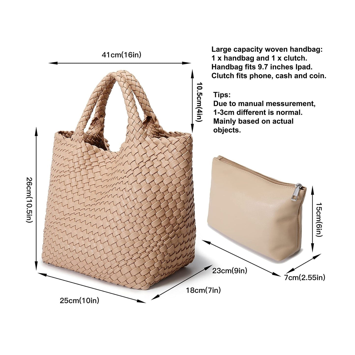 Woven Bag for Women, Vegan Leather Tote Bag Large Summer Beach Travel Handbag and Purse Retro Handmade Shoulder Bag
