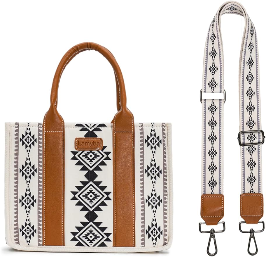 Lamyba Small Tote Bag Western Purses for Women Shoulder Boho Aztec Handbags