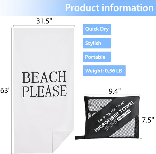 Lamyba Microfiber Beach Towels, Quick Dry (63" x 31.5") Sand Proof, Absorbent, Compact, Lightweight Towel for for Backpacking,Gym,Beach,Swimming,Yoga