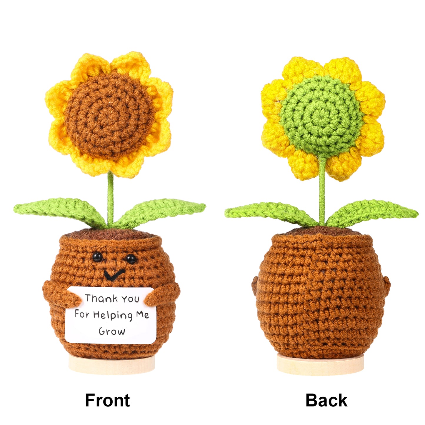Teacher Gifts for Women,Teacher Appreciation Gifts,Christmas Gifts for Teacher,3pcs Handmade Sunflower Crochet Doll Gift Set with Inspirational Card,Bracelet & Keychain
