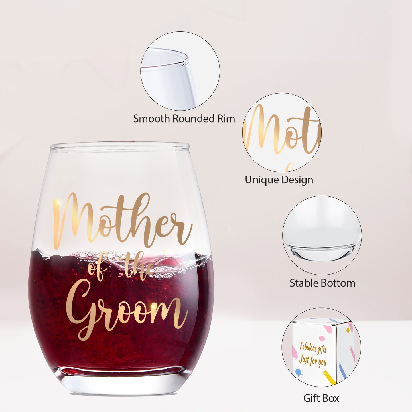 Mother of the Groom Gifts,Wedding Gfits,Bridal Shower Gifts,Wedding Decorations,Wine Glass 15 Oz