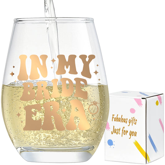 Wedding Gifts for Bride,Bride Gifts Wine Glass,Bridal Shower Gifts for Bride, Bachelorette Party Decorations,Bachelorette Gifts for Bride,Engagement Bride to be Gifts in My Bride Era 15 oz