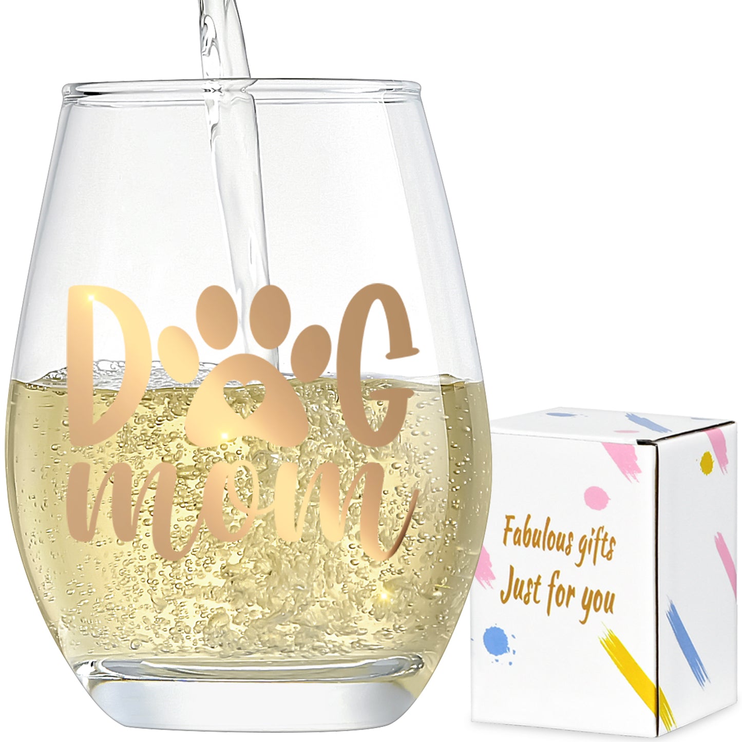 Dog Mom Gifts, Dog Lover Gifts for Women, Dog Themed Gifts for Her - Dog Mom Wine Glass, Gifts for Dog Lovers for Christmas Thanksgiving, Dog Lover Mom for Best Friends/Wife, decor, 15oz