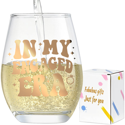 Engagement Gifts for Couples,In My Engaged Era Wine Glass 15 Oz,Engagement Party Decorations,Engagement Gifts for Her,Bachelorette/Bridal Shower Gifts for Bride,Fiancée Gifts