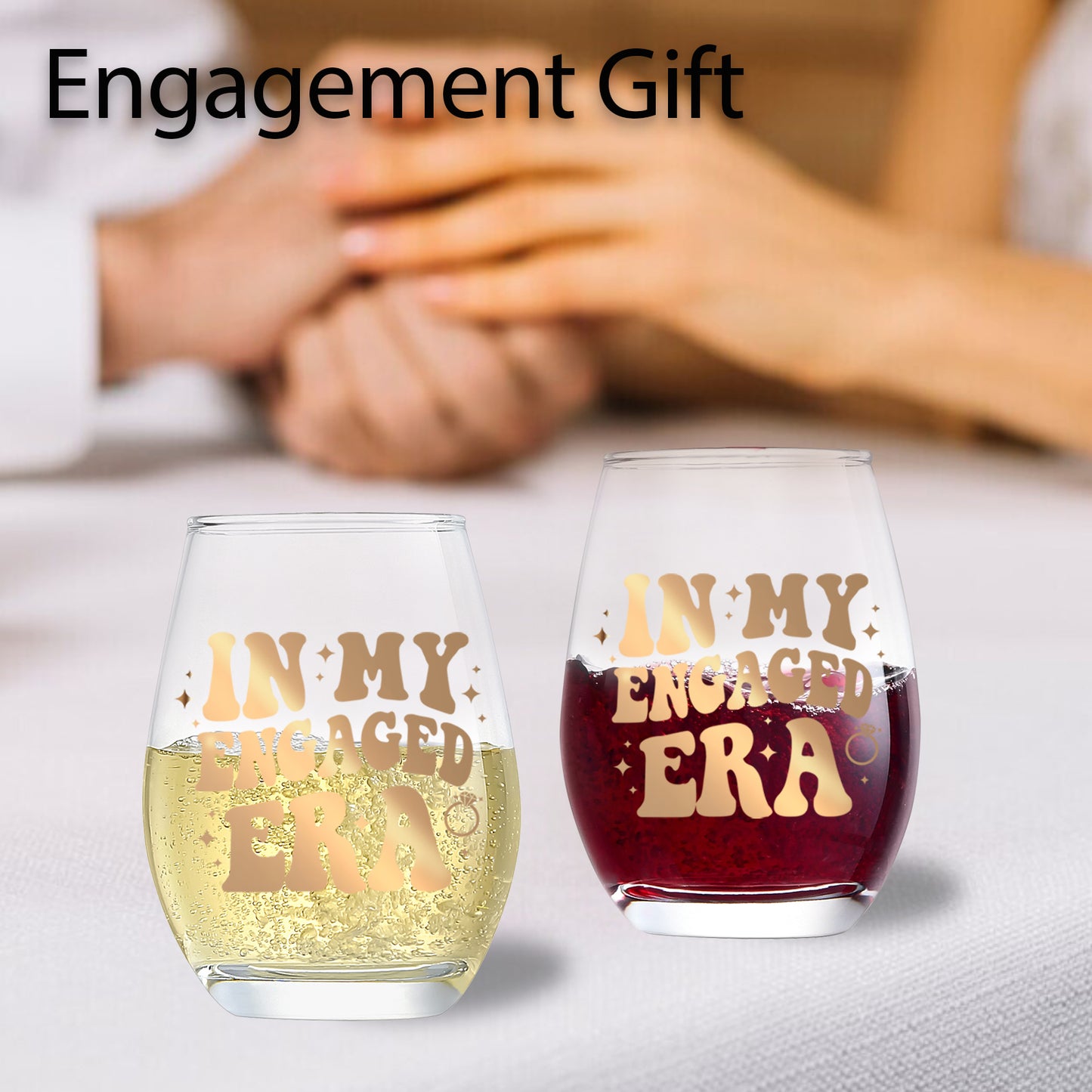 Engagement Gifts for Couples,In My Engaged Era Wine Glass 15 Oz,Engagement Party Decorations,Engagement Gifts for Her,Bachelorette/Bridal Shower Gifts for Bride,Fiancée Gifts