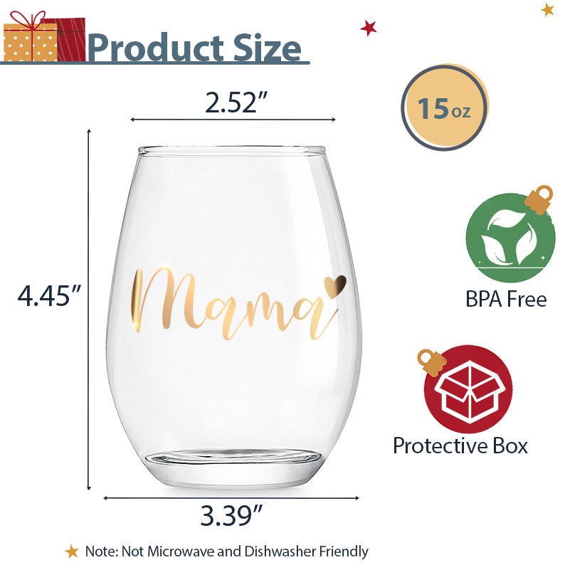 Gifts for Mom, Gifts for New Mom, Mama Gifts for First Time Pregnancy for Women, Mom Wine Glass, Christmas Birthday Present Ideas for Mother from Daughter Son, 15OZ