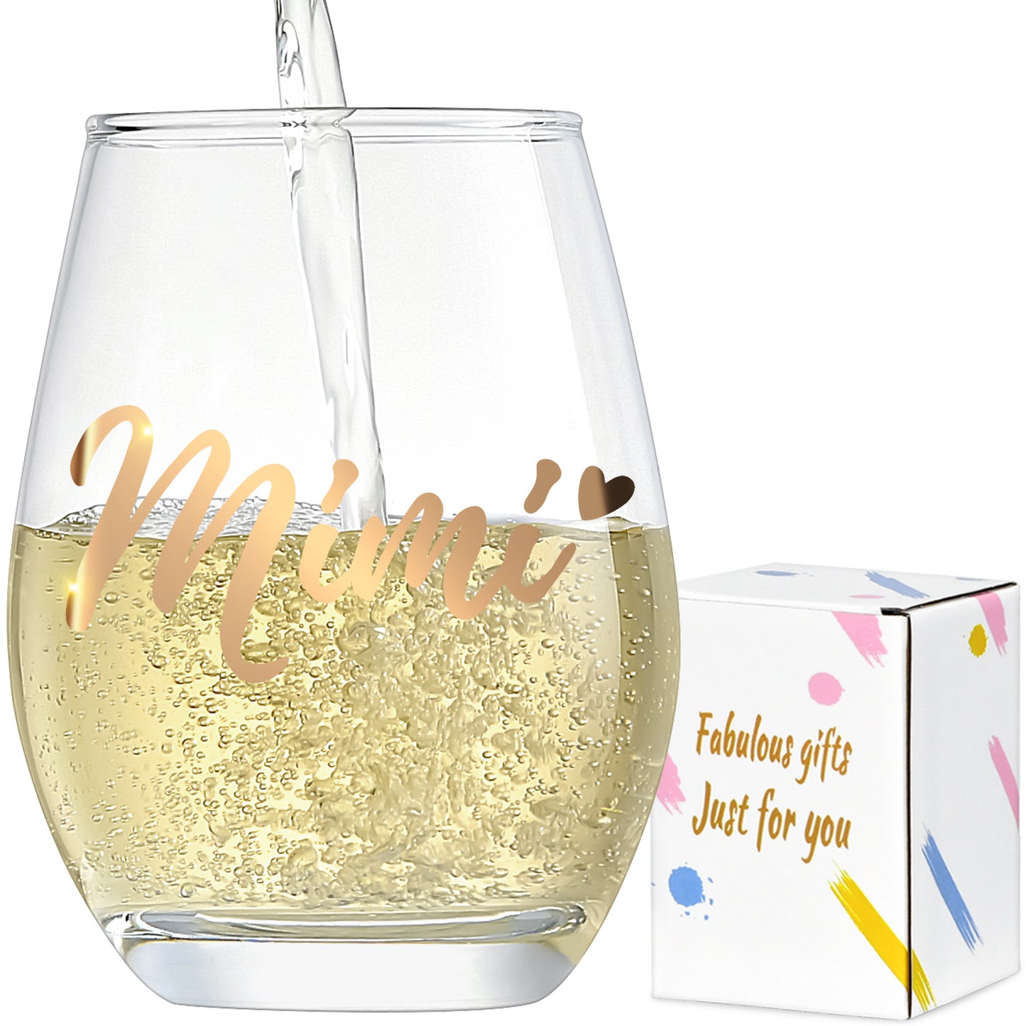 Mimi Gifts for Grandma, Gifts for Mimi, Thanksgiving Christmas Gifts for Grandmother - Mimi Wine Glass, Unique Birthday Gift Ideas, Perfect Presents for Women, 15oz