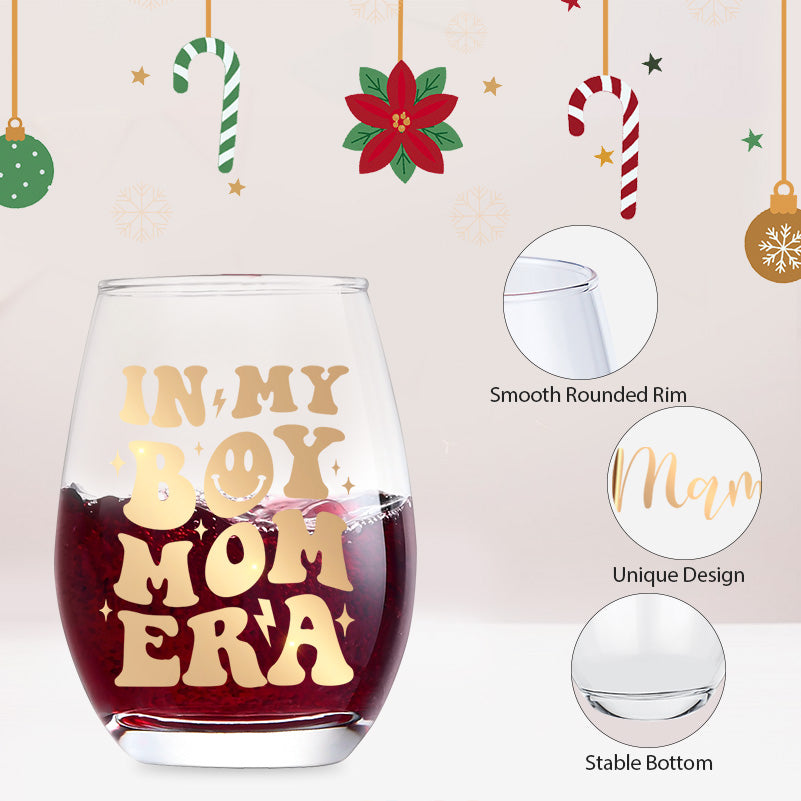 Boy Mom Gifts for Women, Gifts for Mom, Mama Gifts for New Boy Mom - in My Boy Mom Era Wine Glass, Gifts for First Time Mom, Expecting Mom, Unique Christmas Birthday Present Ideas for Mother