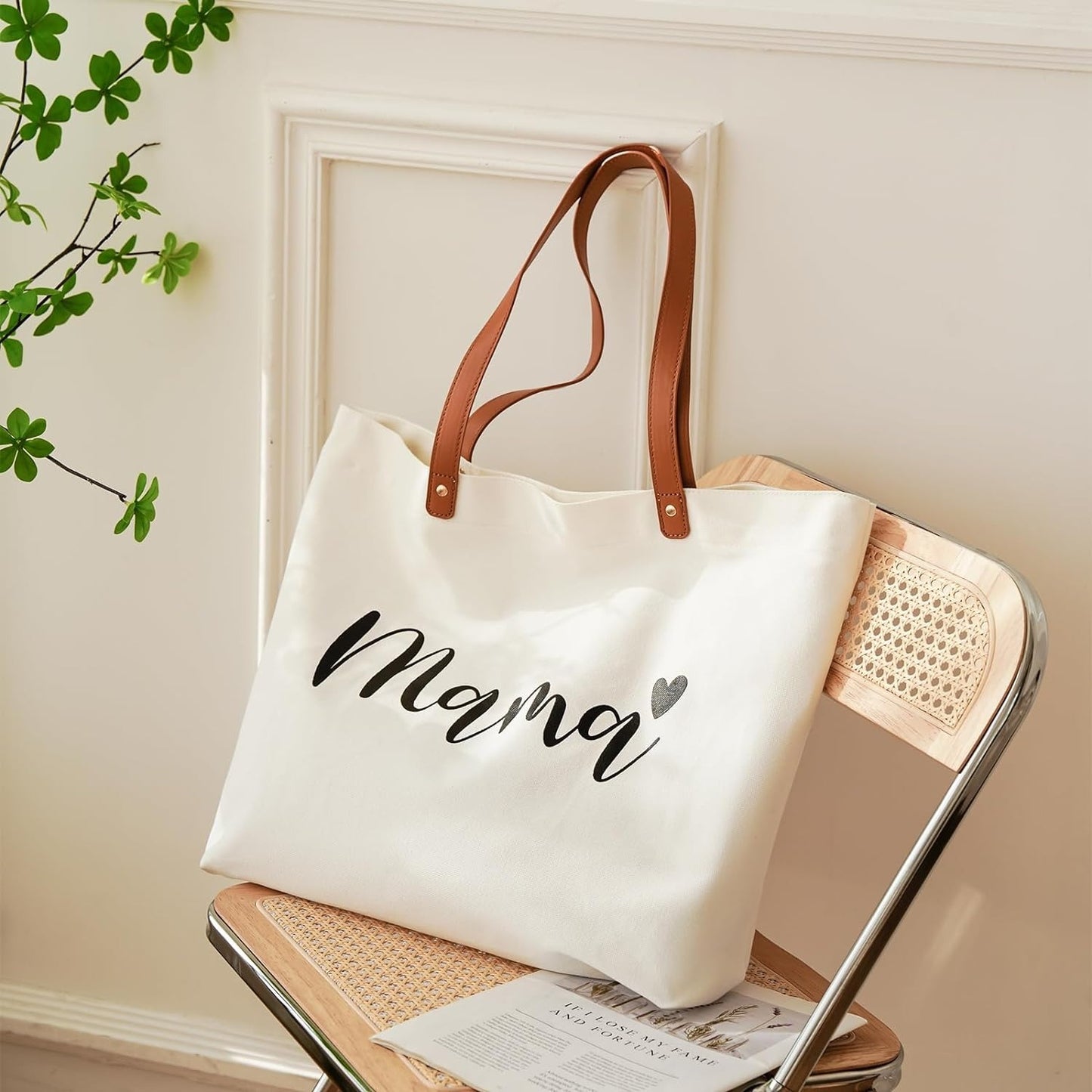 Mama Bag,Mom Tote Bag Mother Gifts Momlife Tote for Hospital White