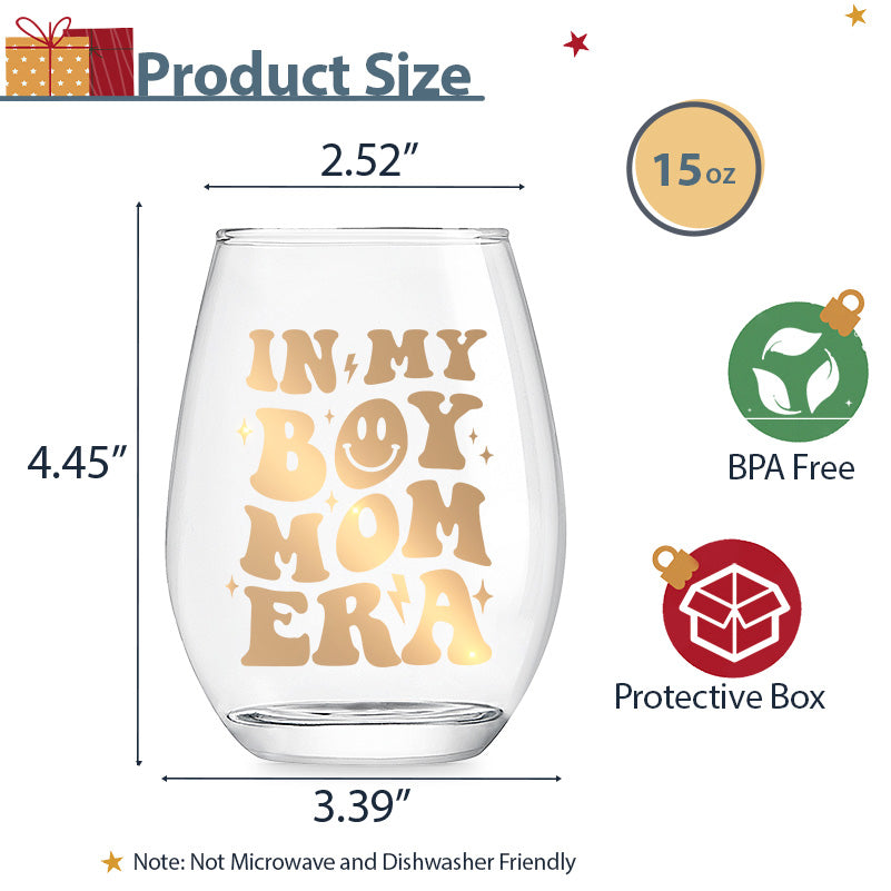 Boy Mom Gifts for Women, Gifts for Mom, Mama Gifts for New Boy Mom - in My Boy Mom Era Wine Glass, Gifts for First Time Mom, Expecting Mom, Unique Christmas Birthday Present Ideas for Mother