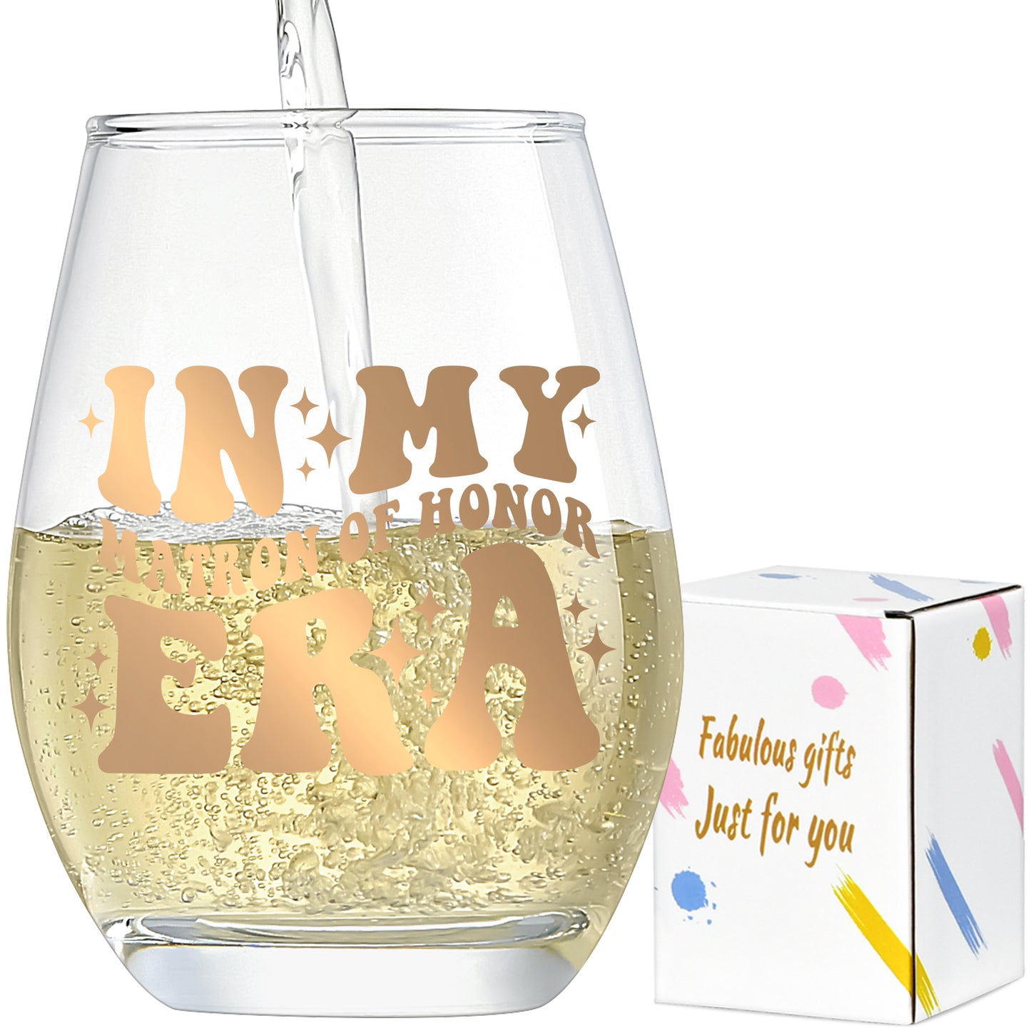 Bridesmaid Gifts,My Matron of Honor Gifts,In My Matron of Honor Era Wine Glass 15 Oz,Bachelorette Party Decorations,Bridesmaid Gifts for Wedding