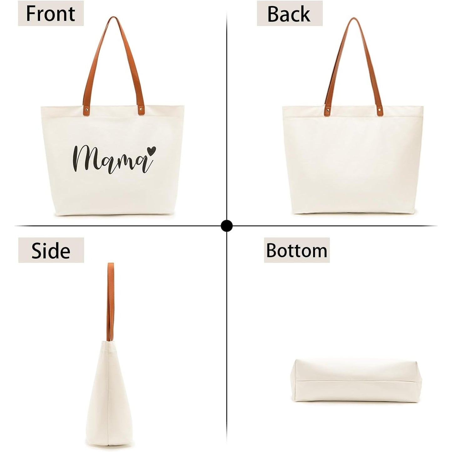 Mama Bag,Mom Tote Bag Mother Gifts Momlife Tote for Hospital White