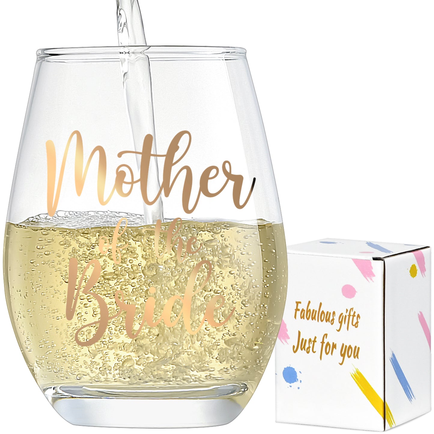 Mother of the Bride Gifts,Wedding Gfits,Bridal Shower Gifts,Wedding Decorations,Wine Glass 15 Oz