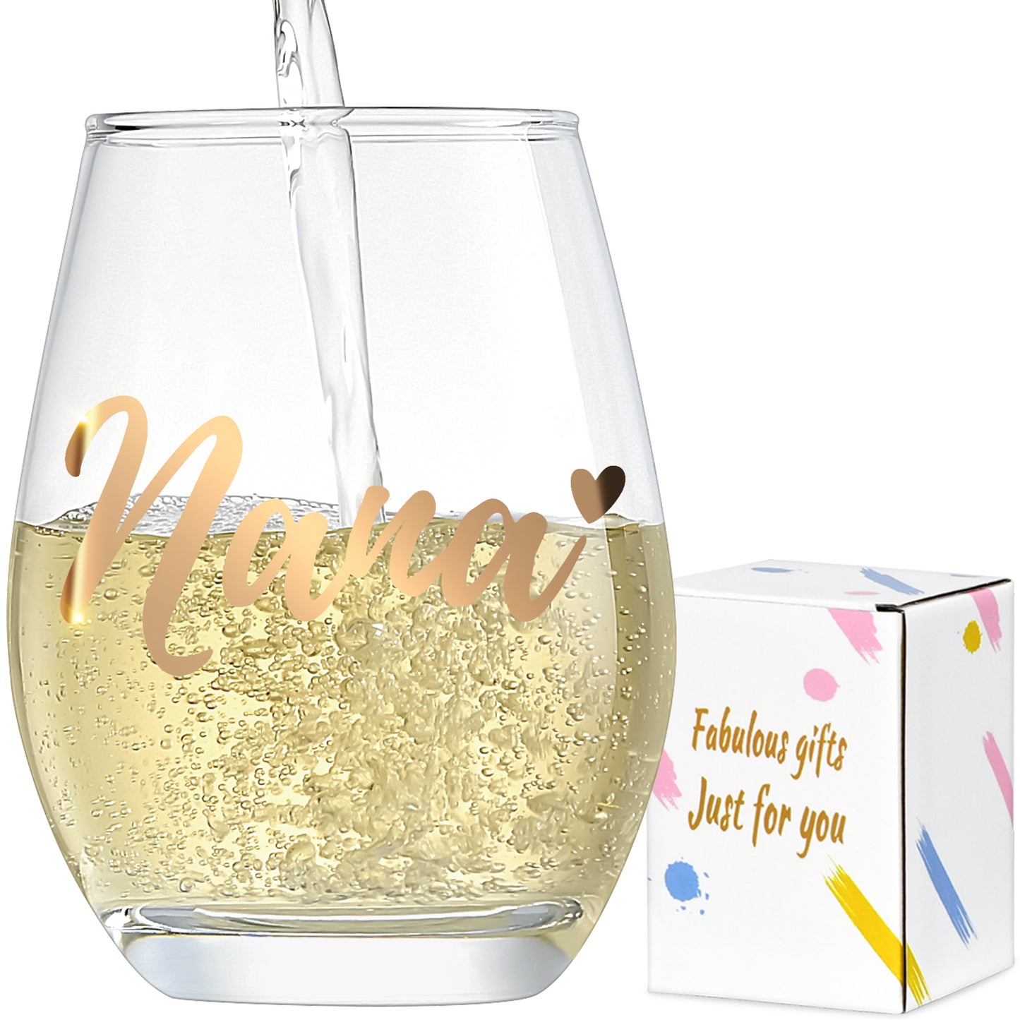 Nana Gifts for Grandma, Gifts for Nana, Thanksgiving Christmas Gifts for Grandmother - Nana Wine Glass, Unique Birthday Gift Ideas, Perfect Presents for Women, 15oz