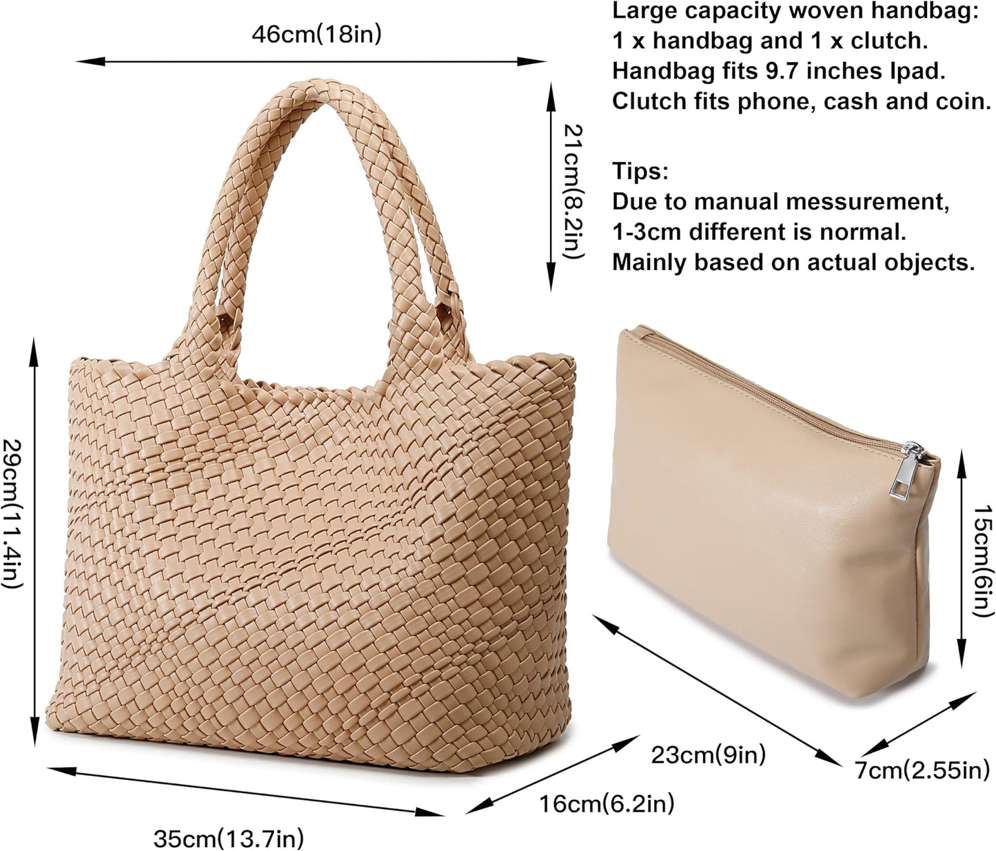 Woven Tote Bag for Women Beach Bag for Women Large Leather Woven Bag Large Summer Beach Travel Handbag and Purse Retro Handmade Shoulder Bag