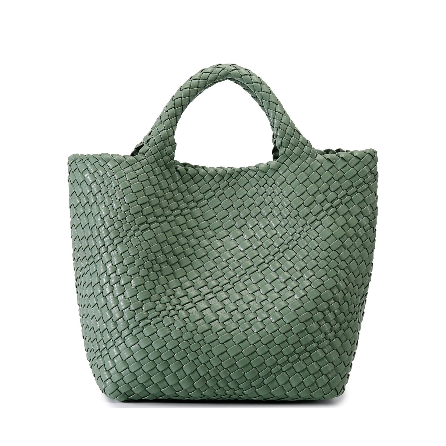 LAORENTOU Vegan Leather Small Tote Handbag for Women Checkered Purses Satchel Shoulder Bags Beach Travel Bag