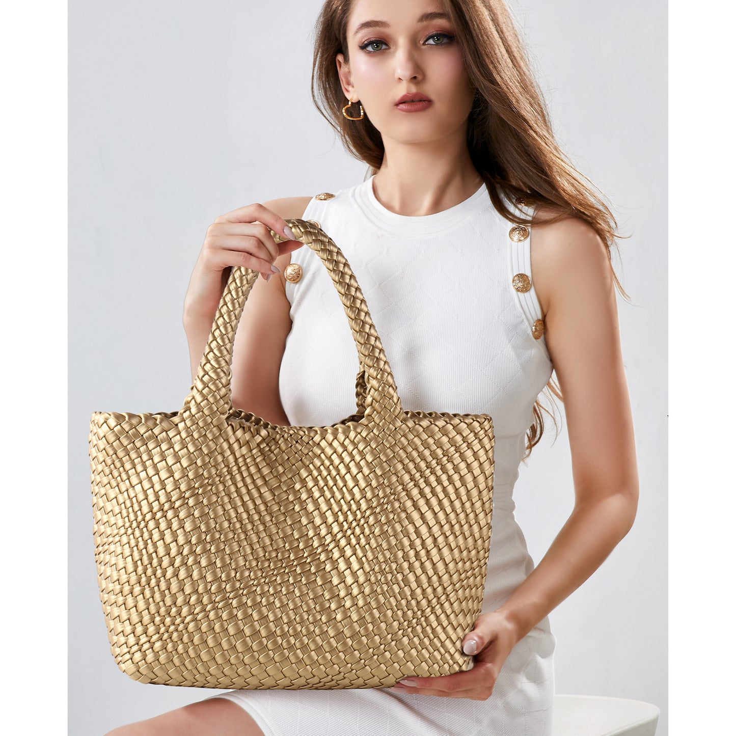 Woven Tote Bag for Women Beach Bag for Women Large Leather Woven Bag Large Summer Beach Travel Handbag and Purse Retro Handmade Shoulder Bag