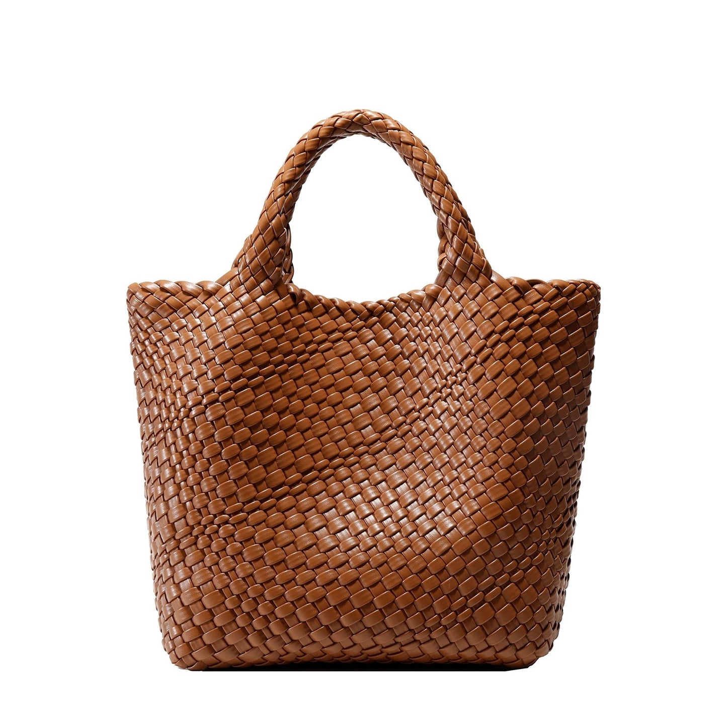 Women's Hand-Woven Vegan Leather Tote Handbag