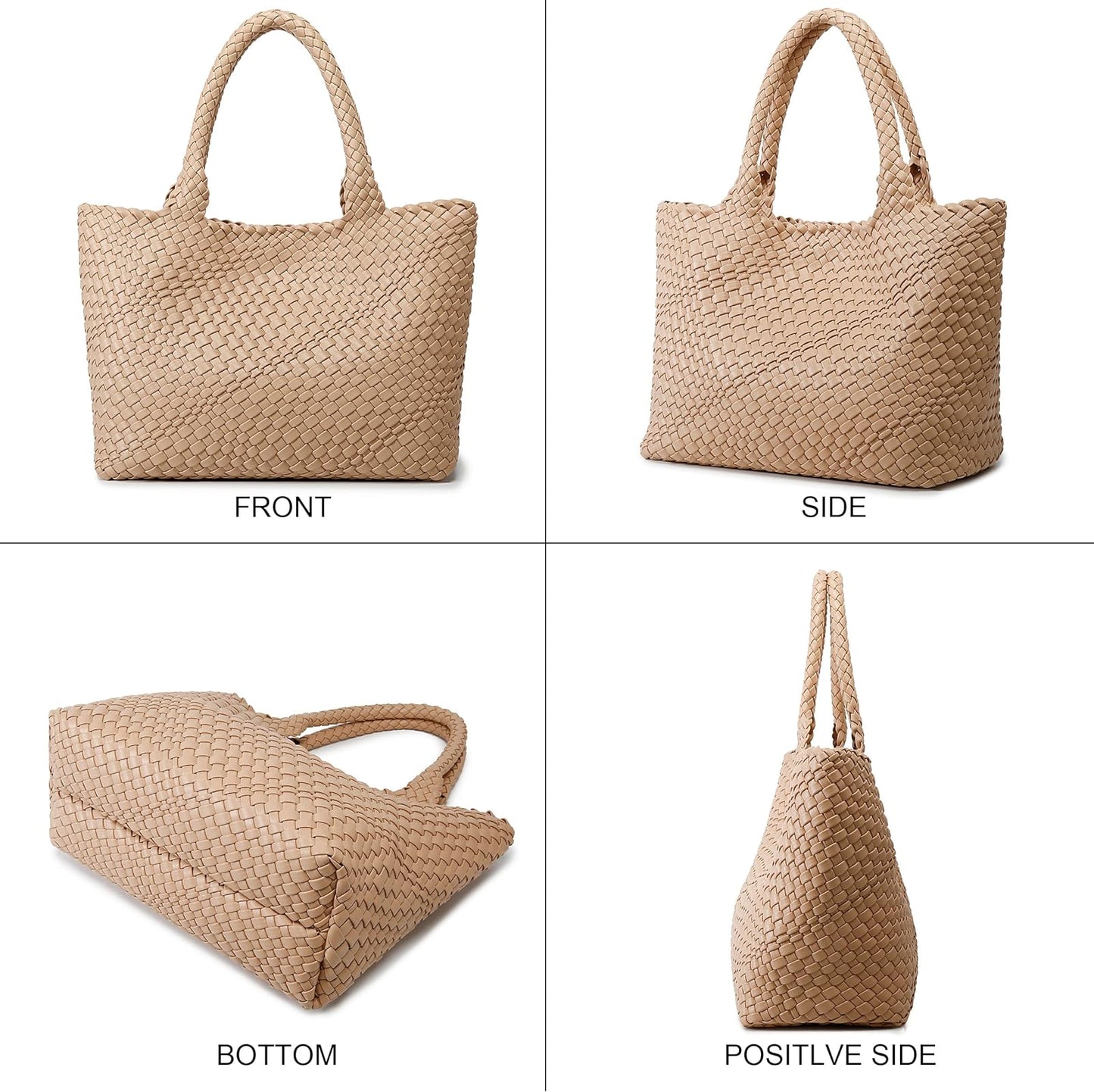 Woven Tote Bag for Women Beach Bag for Women Large Leather Woven Bag Large Summer Beach Travel Handbag and Purse Retro Handmade Shoulder Bag