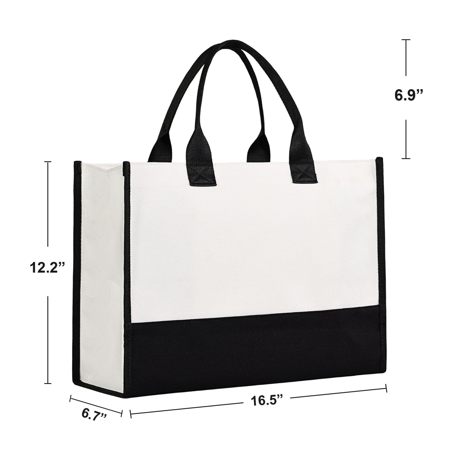 Lamyba Beach Please Bag, Canvas Beach Tote Bags for Women, Black and White