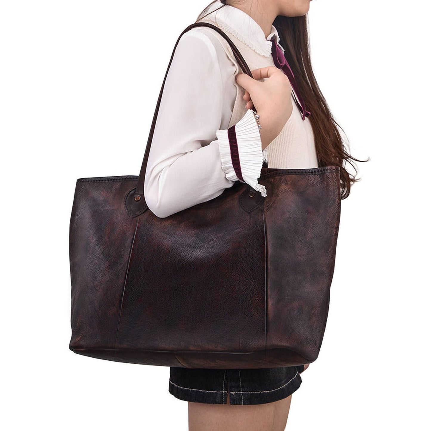 Leather Tote Bags for Woman,Rustic Large Tote Bag